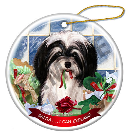Havanese Blk/Wht - Santa I Can Explain Ornament Image