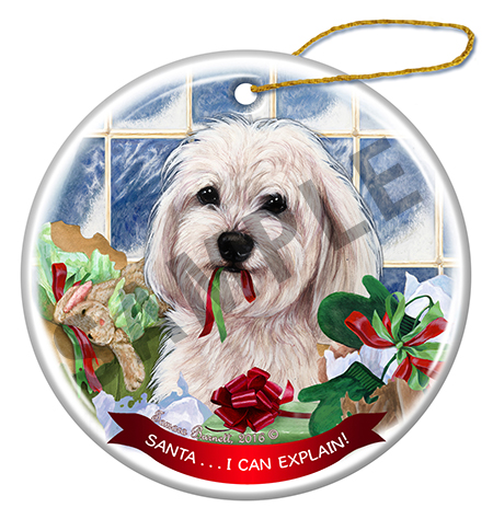 Havanese White - Santa I Can Explain Ornament Image