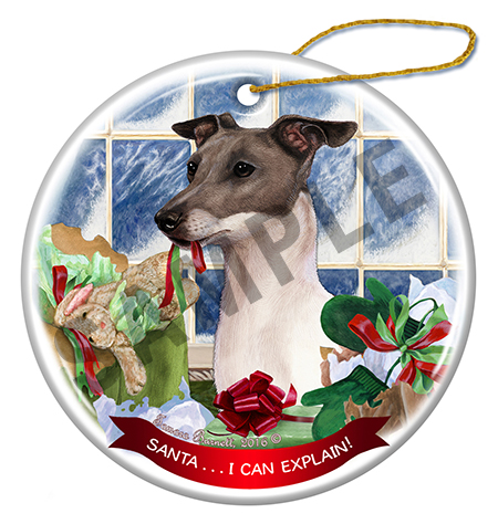 Italian Greyhound Blue - Santa I Can Explain Ornament Image