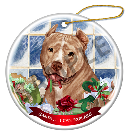 Pit Bull Crop Cream & White - Santa I Can Explain Ornament Image