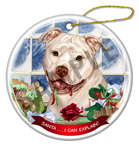Pit Bull Uncrop White - Santa I Can Explain Ornament Image