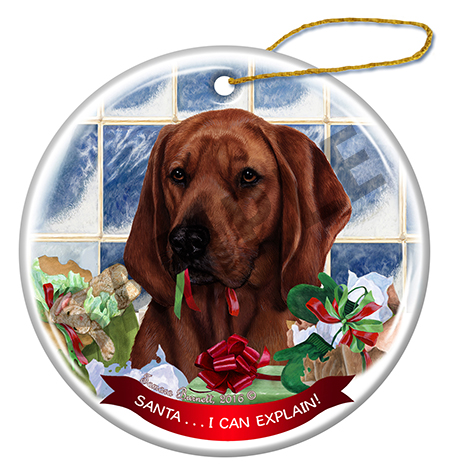 Coonhound Redbone - Santa I Can Explain Ornament Image