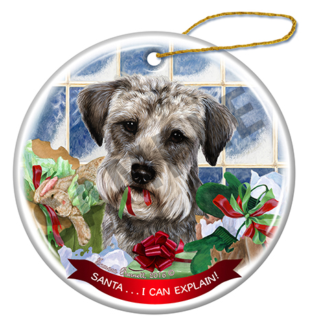 Schnoodle Grey - Santa I Can Explain Ornament Image
