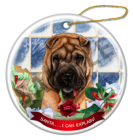 Shar Pei Fawn - Santa I Can Explain Ornament Image