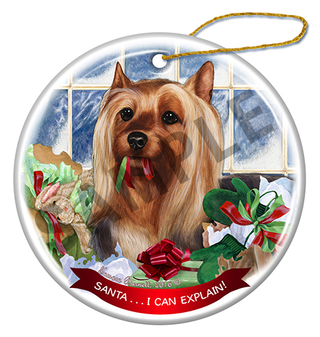 Silky Terrier - Santa I Can Explain Ornament Image