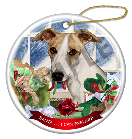 Whippet Tan - Santa I Can Explain Ornament Image