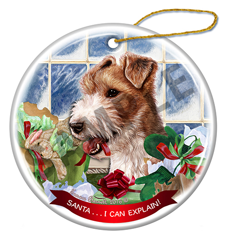 Wire Haired Fox Terrier - Santa I Can Explain Ornament Image