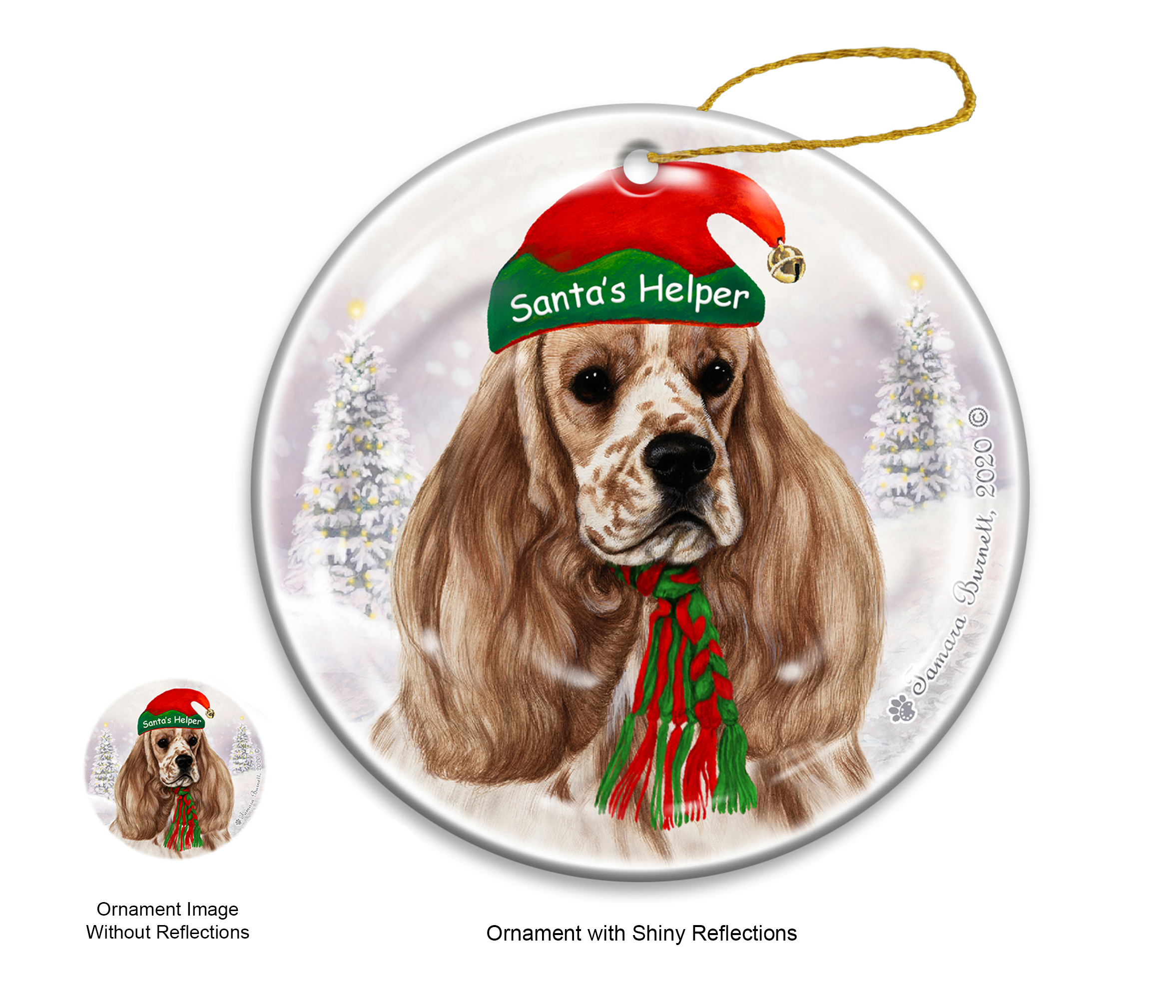 Cocker Spaniel Buff - Santa's Helper Ornament image