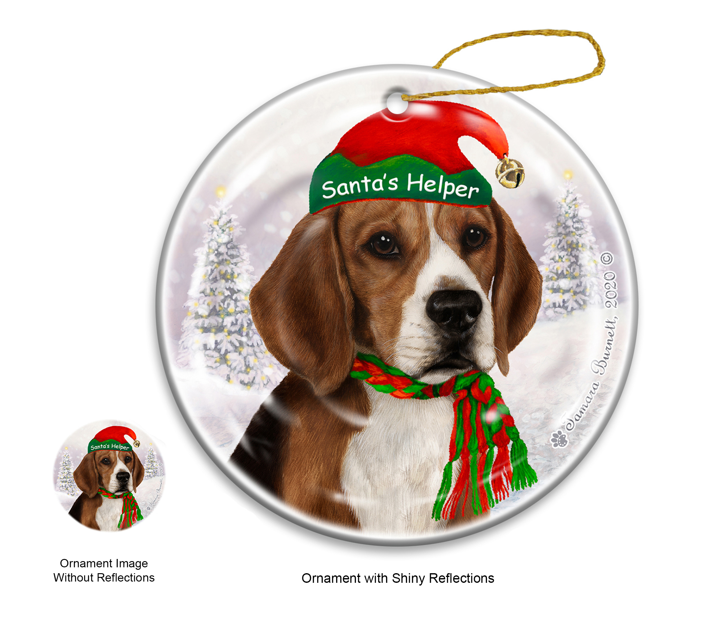 Beagle - Santa's Helper Ornament image