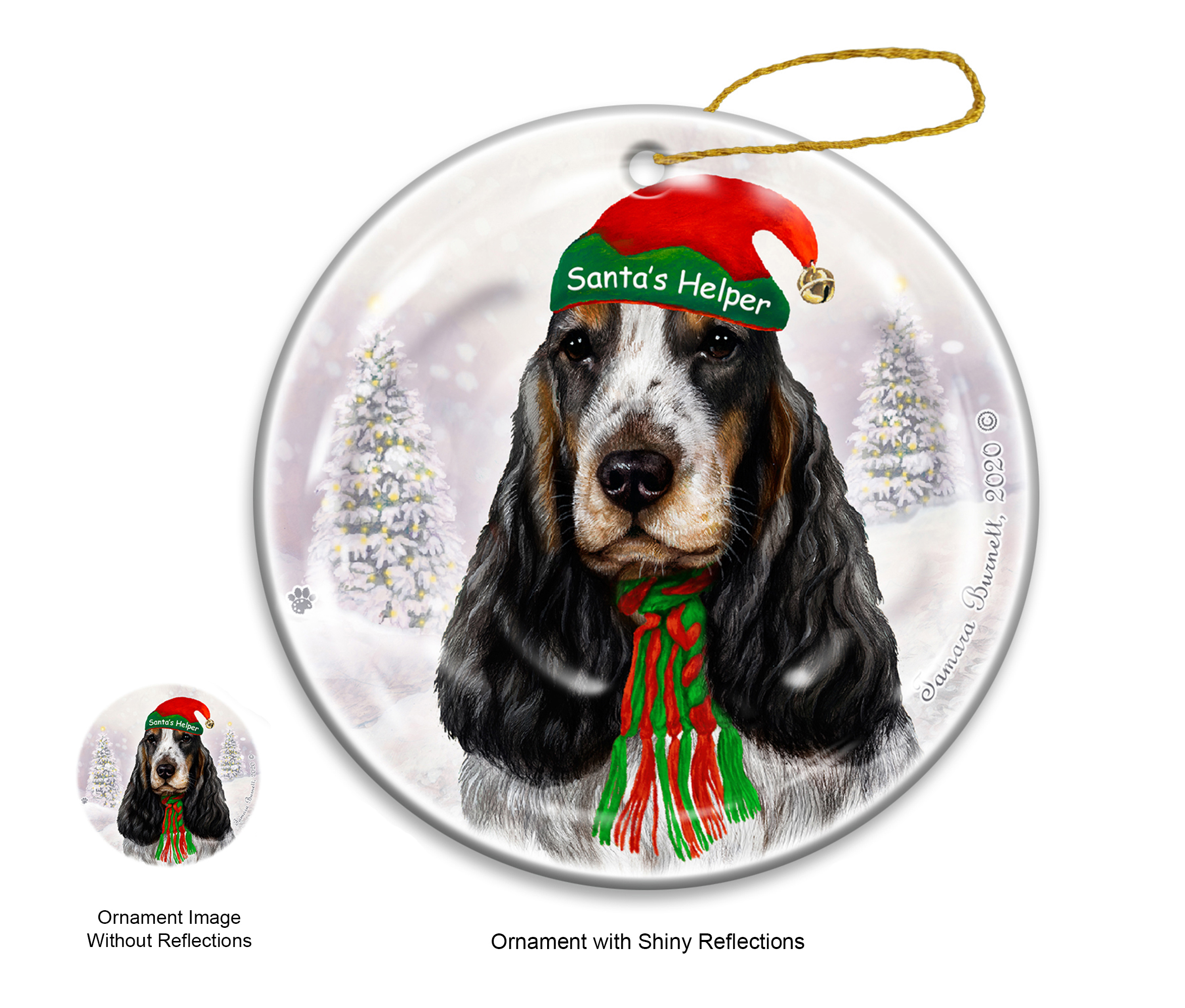 Eng Cocker Spaniel Tri - Santa's Helper Ornament image