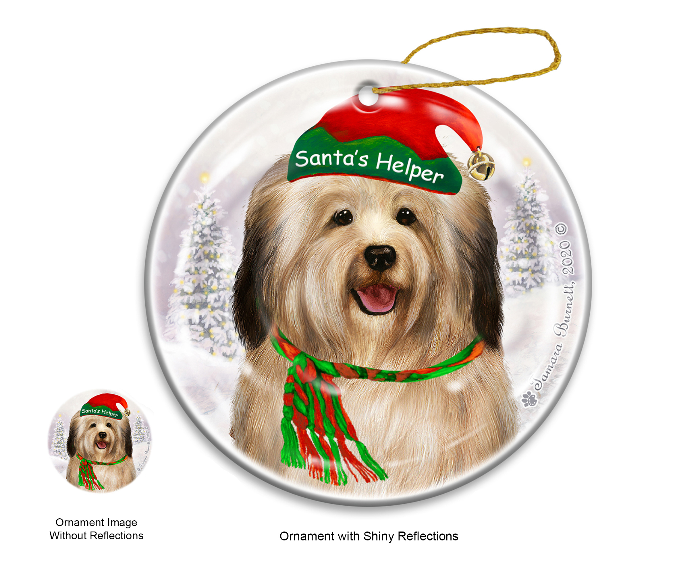 Havanese Cream - Santa's Helper Ornament image