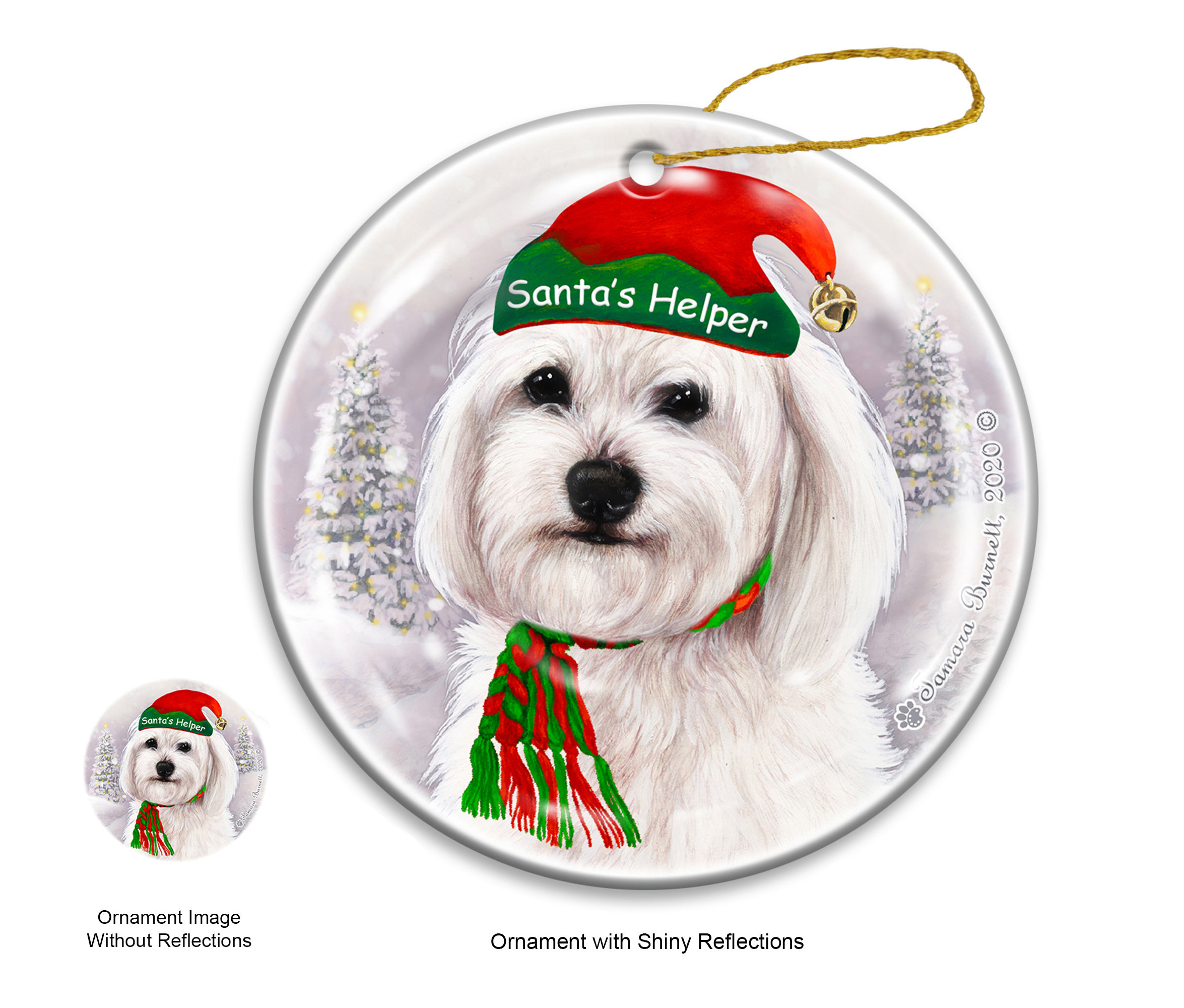 Havanese White - Santa's Helper Ornament image