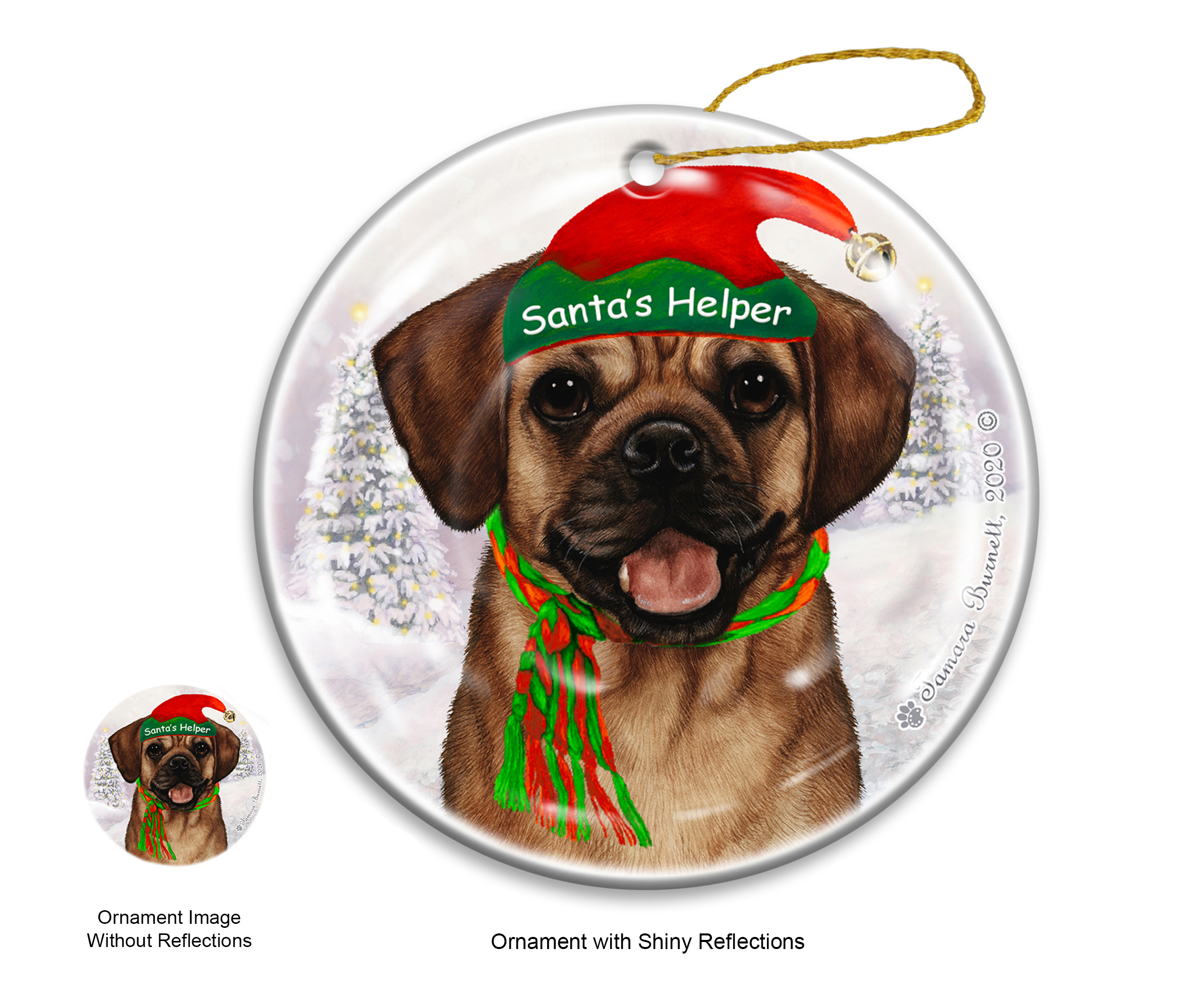 Puggle Fawn - Santa's Helper Ornament image