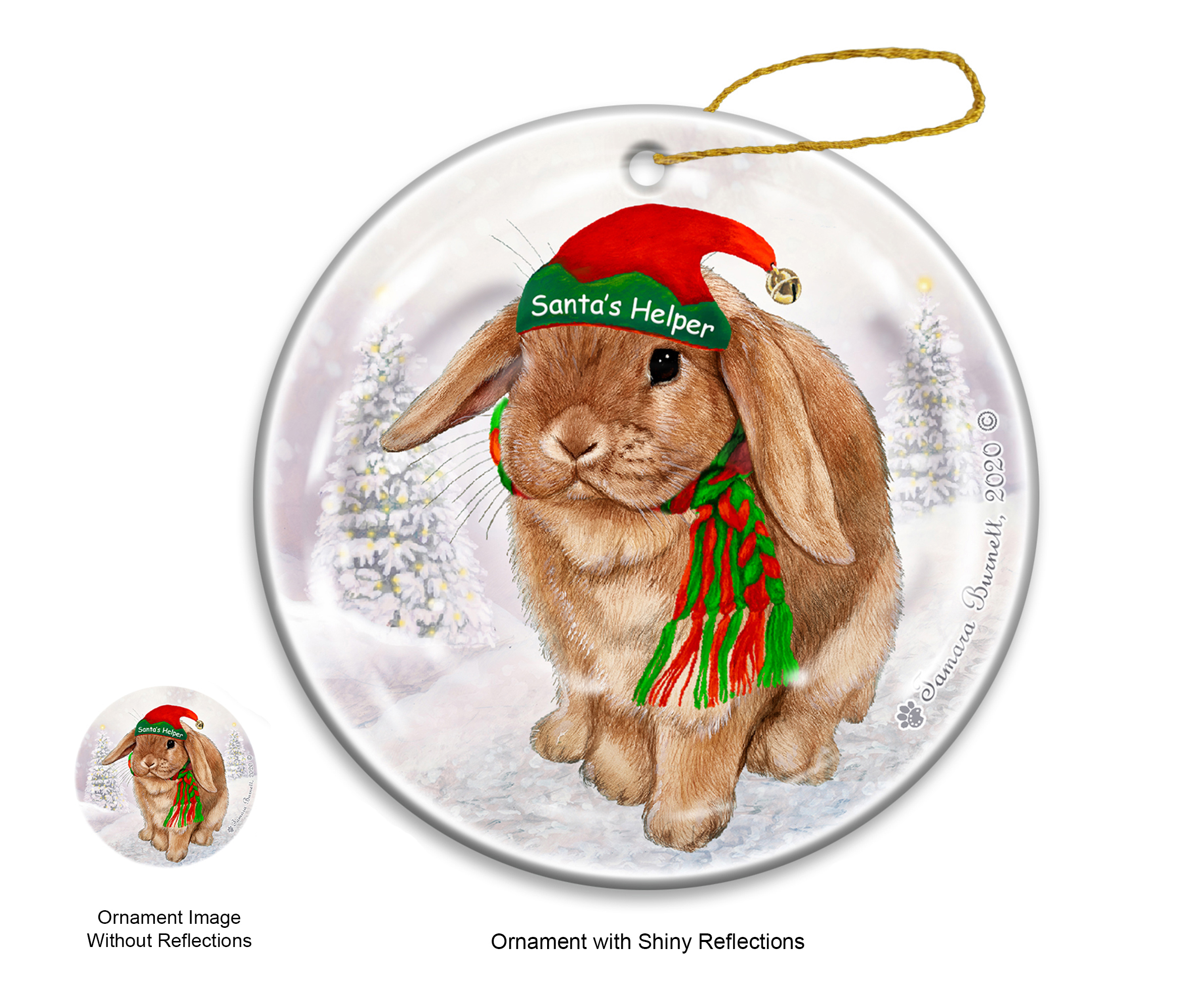 Rabbit Mini Lop - Santa's Helper Ornament image