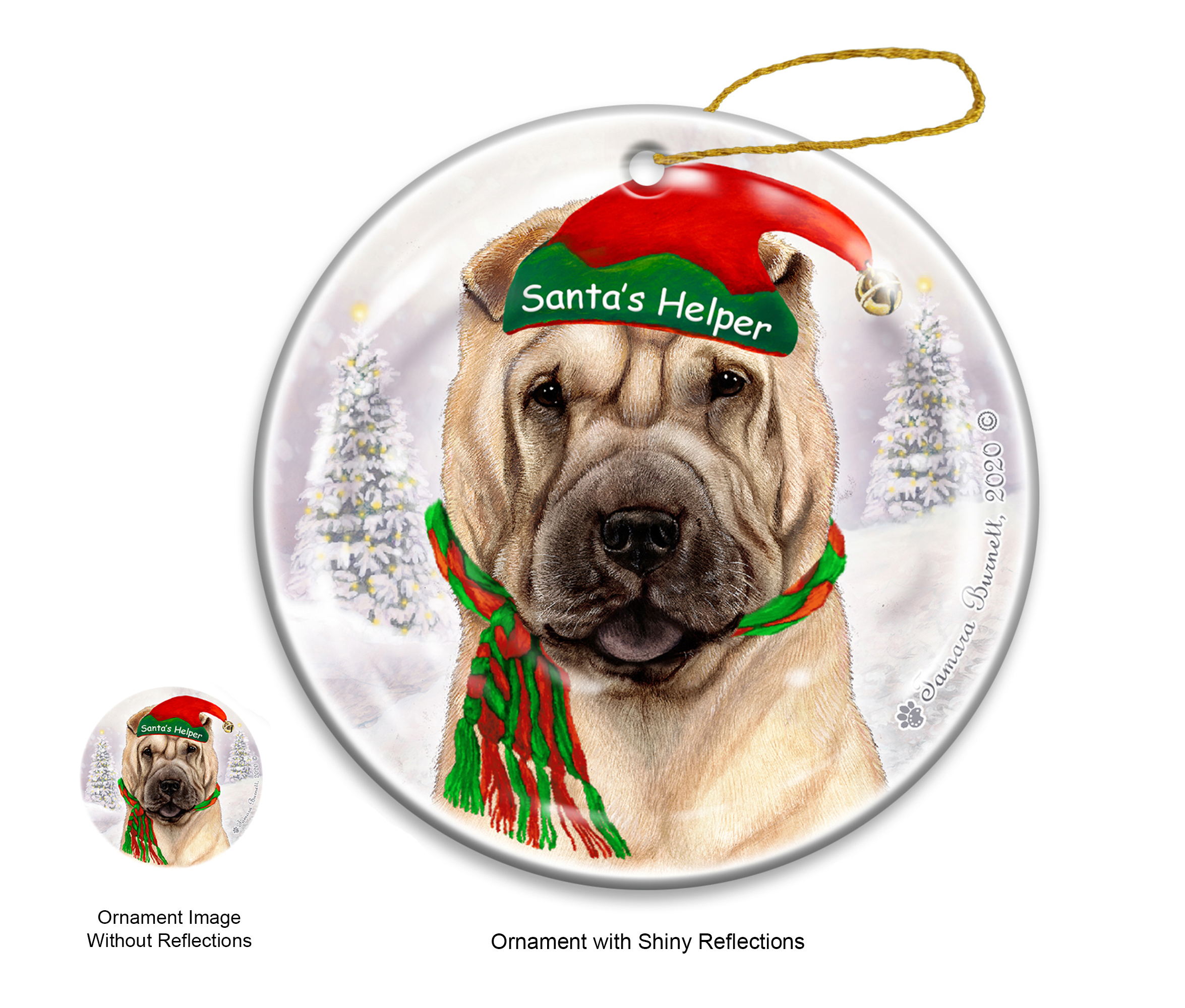 Shar Pei Cream - Santa's Helper Ornament image