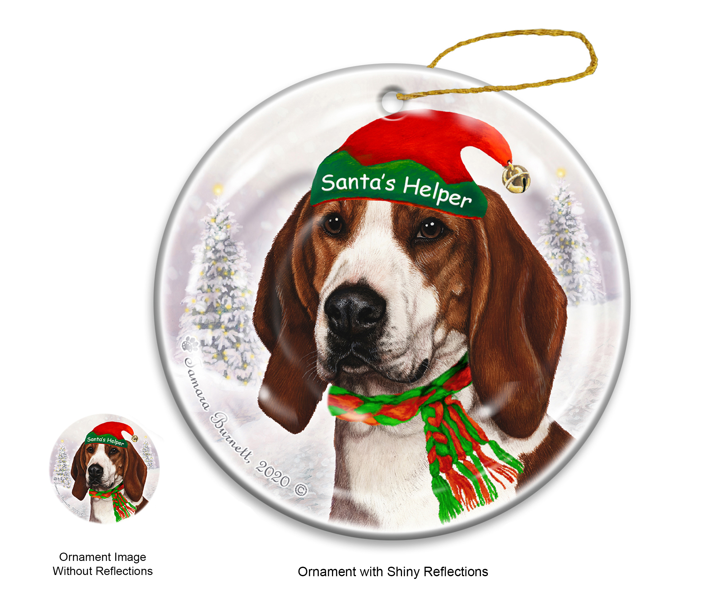 Coonhound Treeing Walker - Santa's Helper Ornament Image