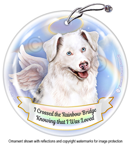 Australian Shepherd Red Red and White Rainbow Bridge Memorial Ornament Image Australian Shepherd Red Red and White Rainbow Bridge Memorial Ornament Image