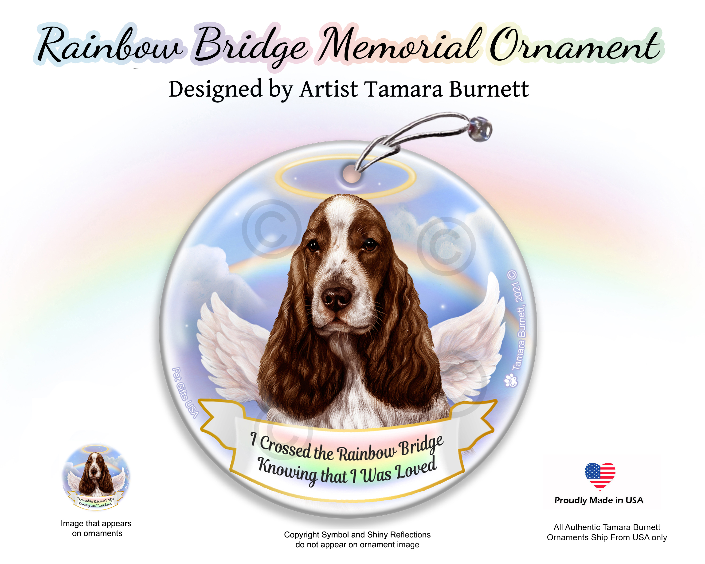 Eng Cocker Spaniel Liver/White Rainbow Bridge Memorial Ornament Image