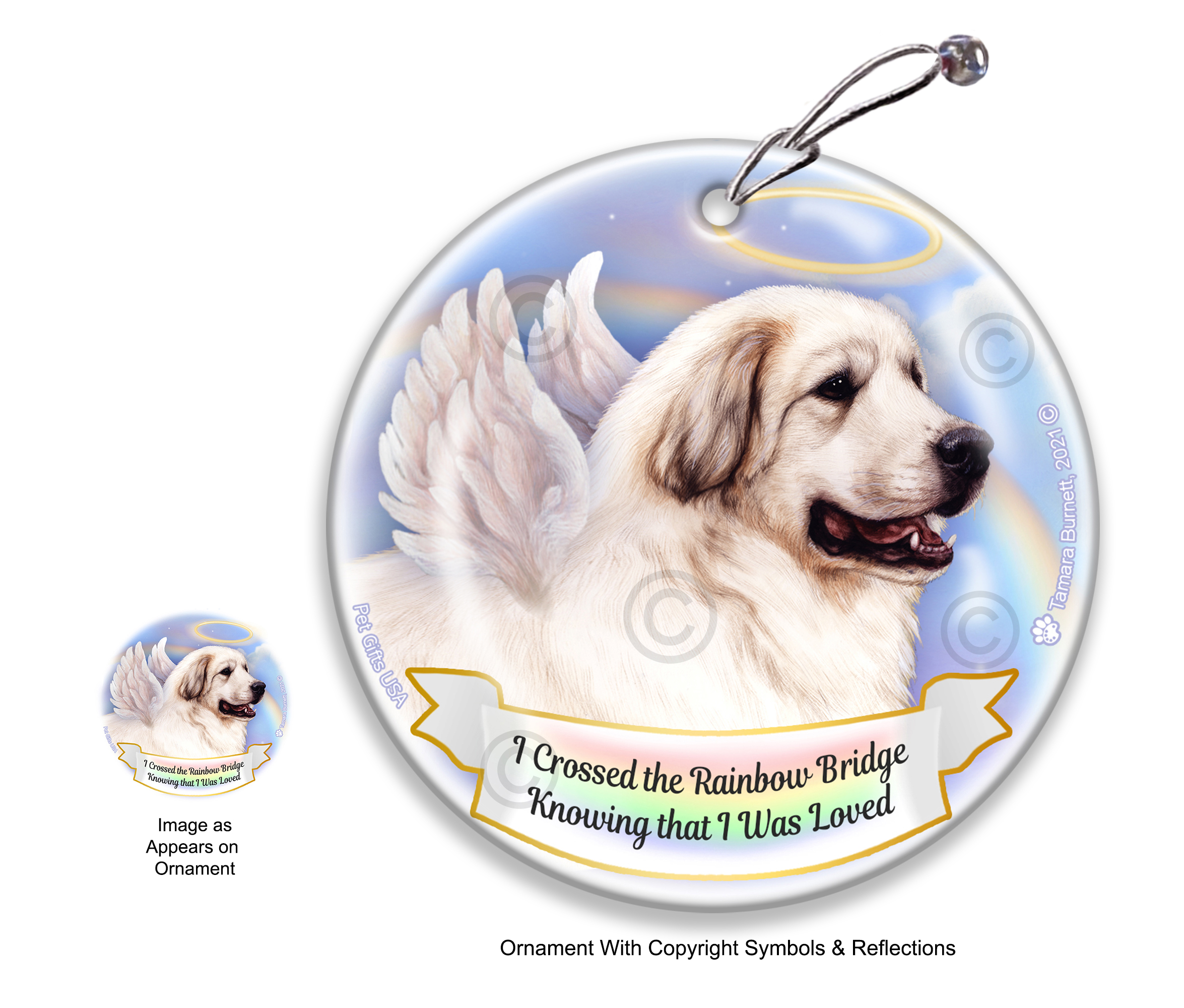 Great Pyrenese Rainbow Bridge Memorial Ornament Image