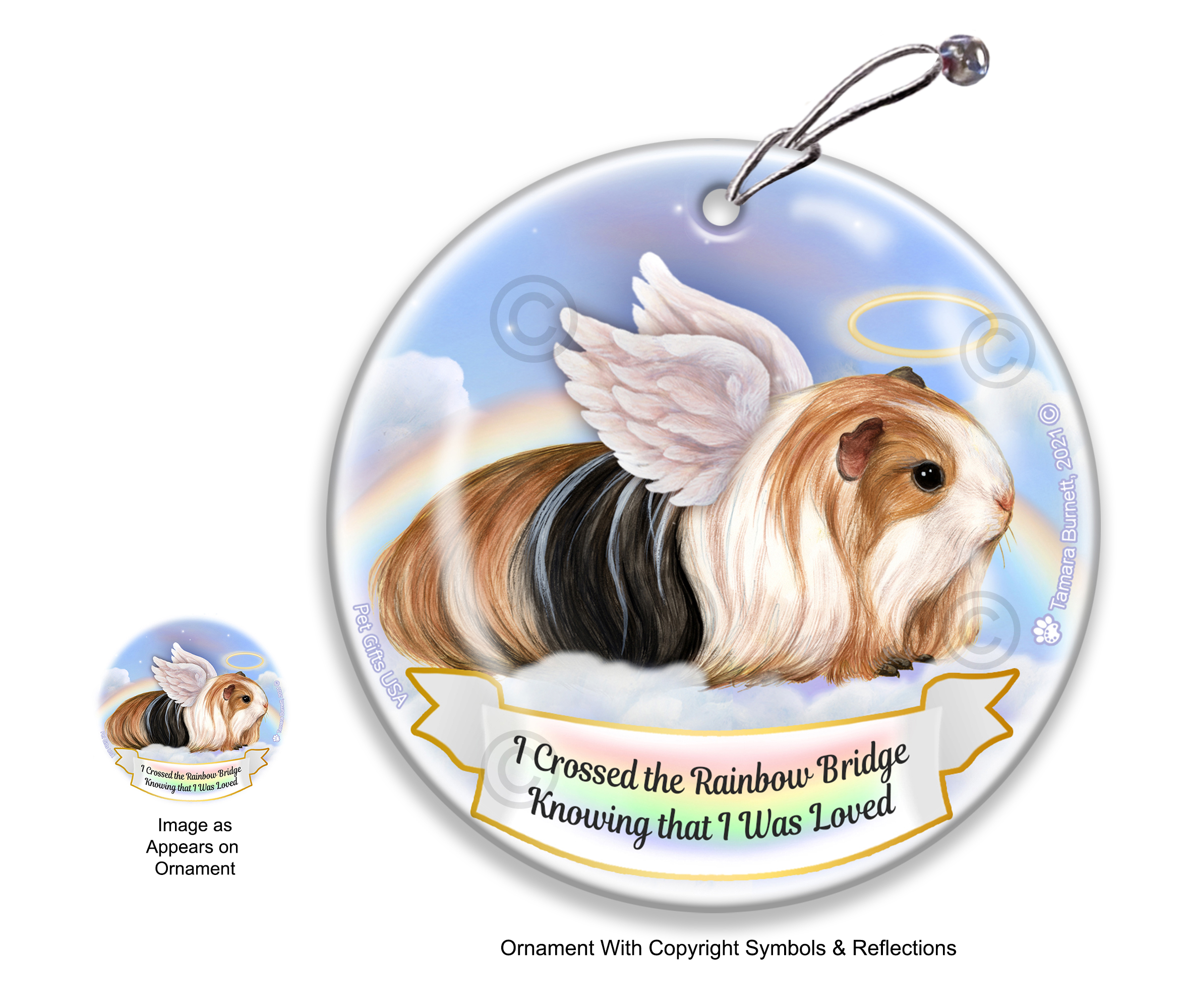 Guinea Pig Silkie Rainbow Bridge Memorial Ornament Image