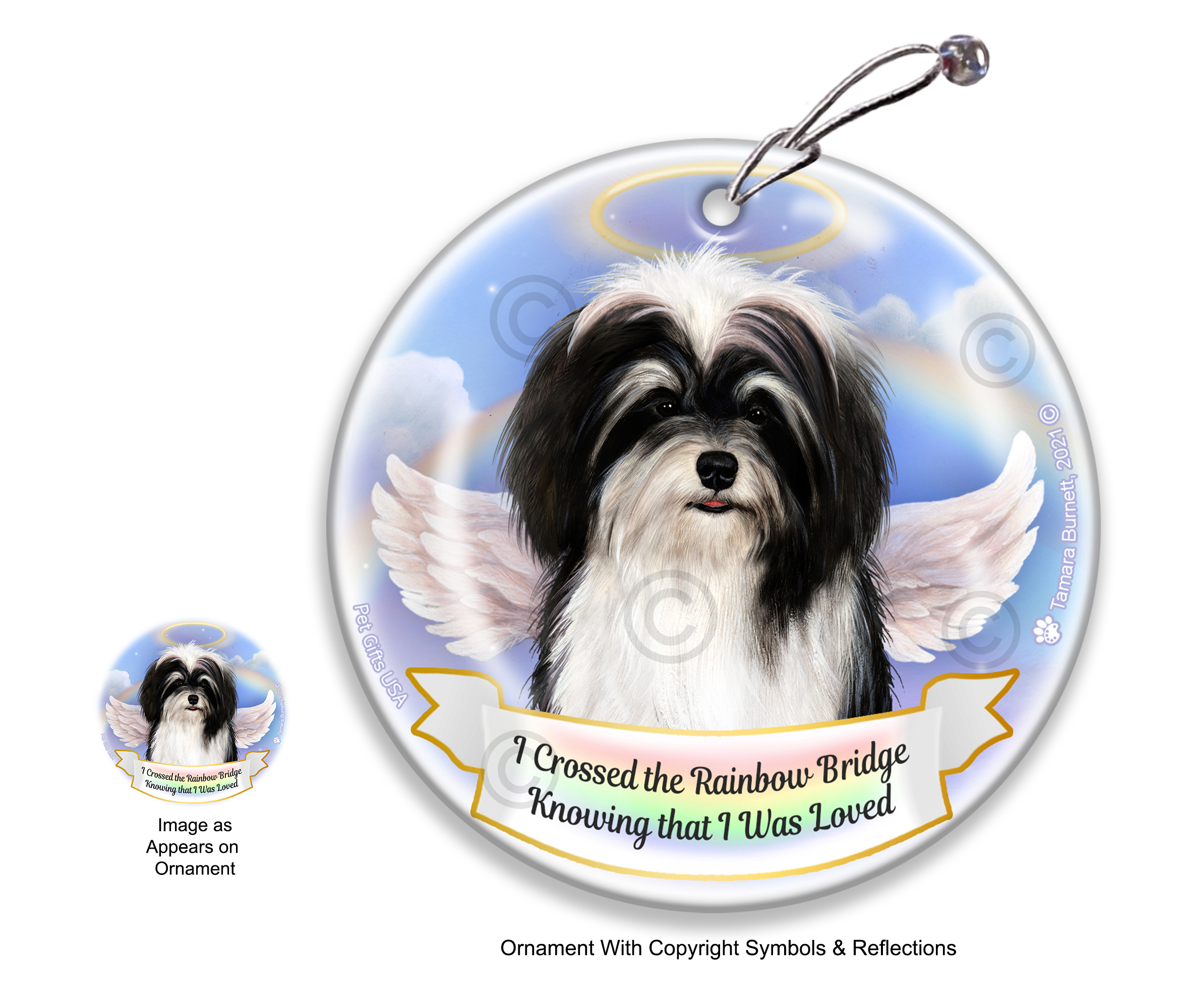 Havanese Black/White Rainbow Bridge Memorial Ornament image