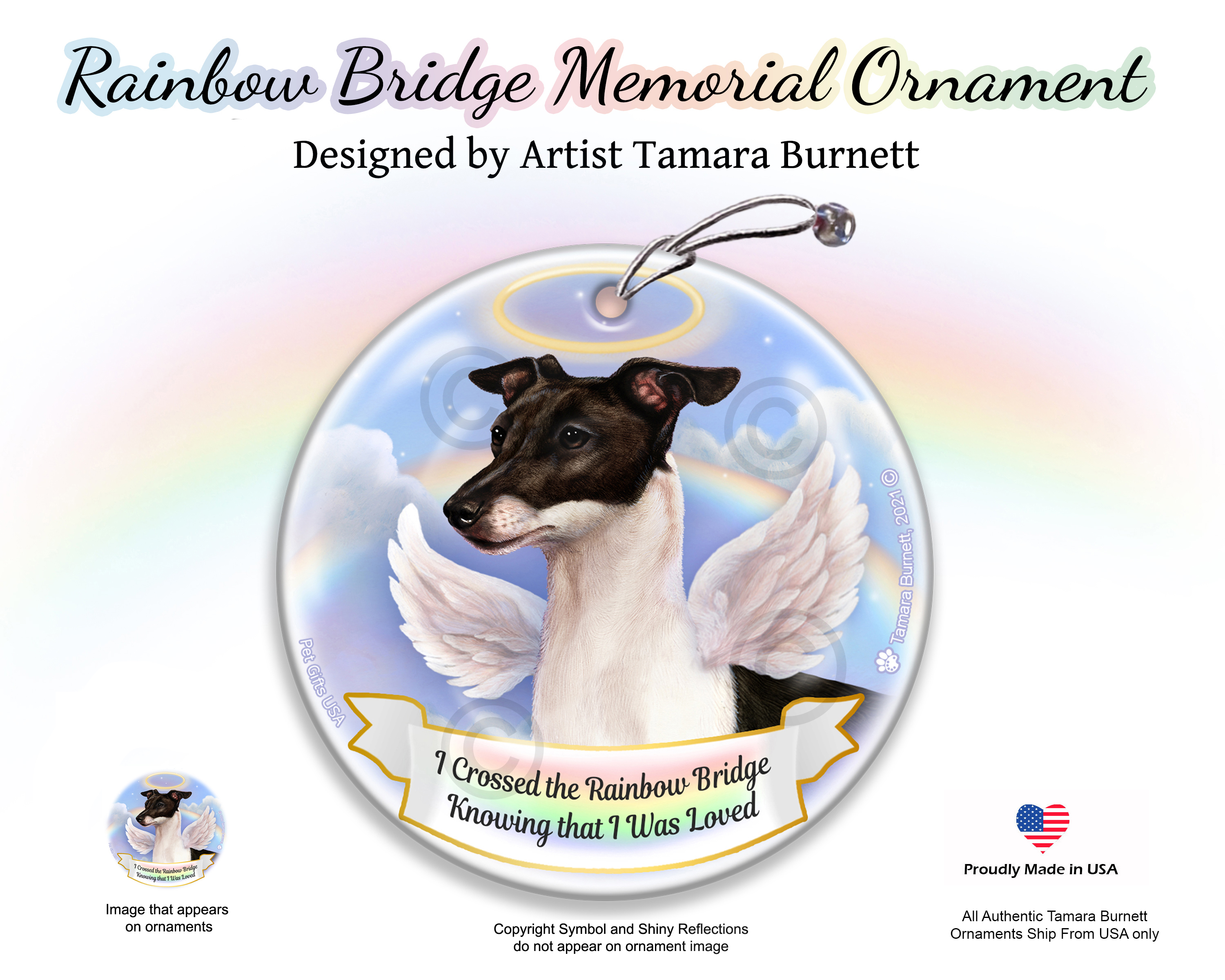 Italian Greyhound Black/White Rainbow Bridge Memorial Ornament image
