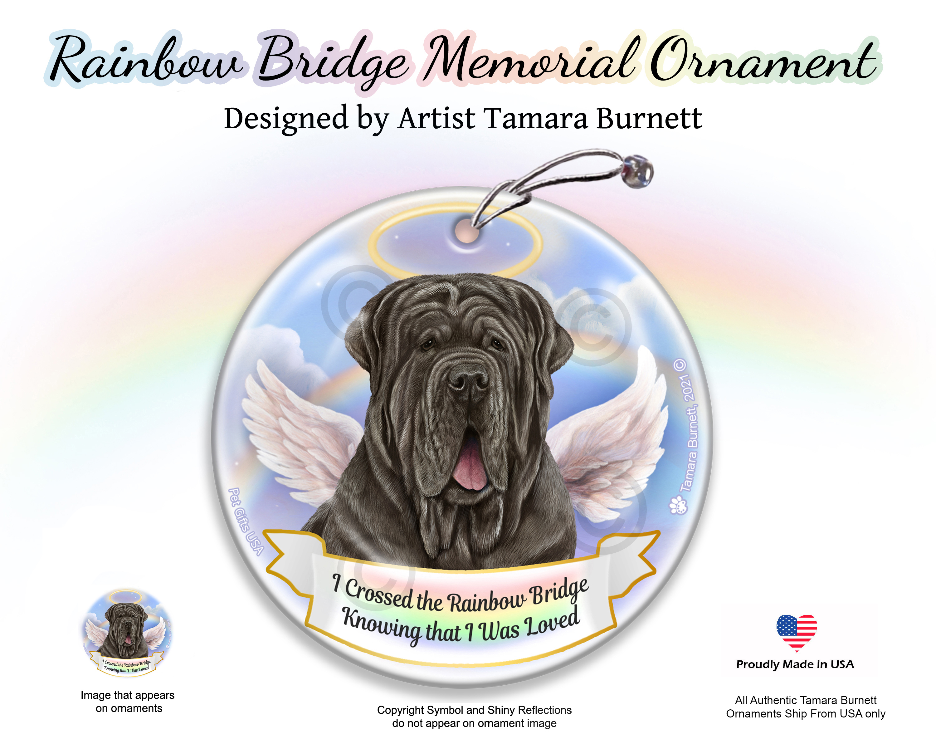 Neopolitan Mastiff Uncropp Tawny Rainbow Bridge Memorial Ornament Image