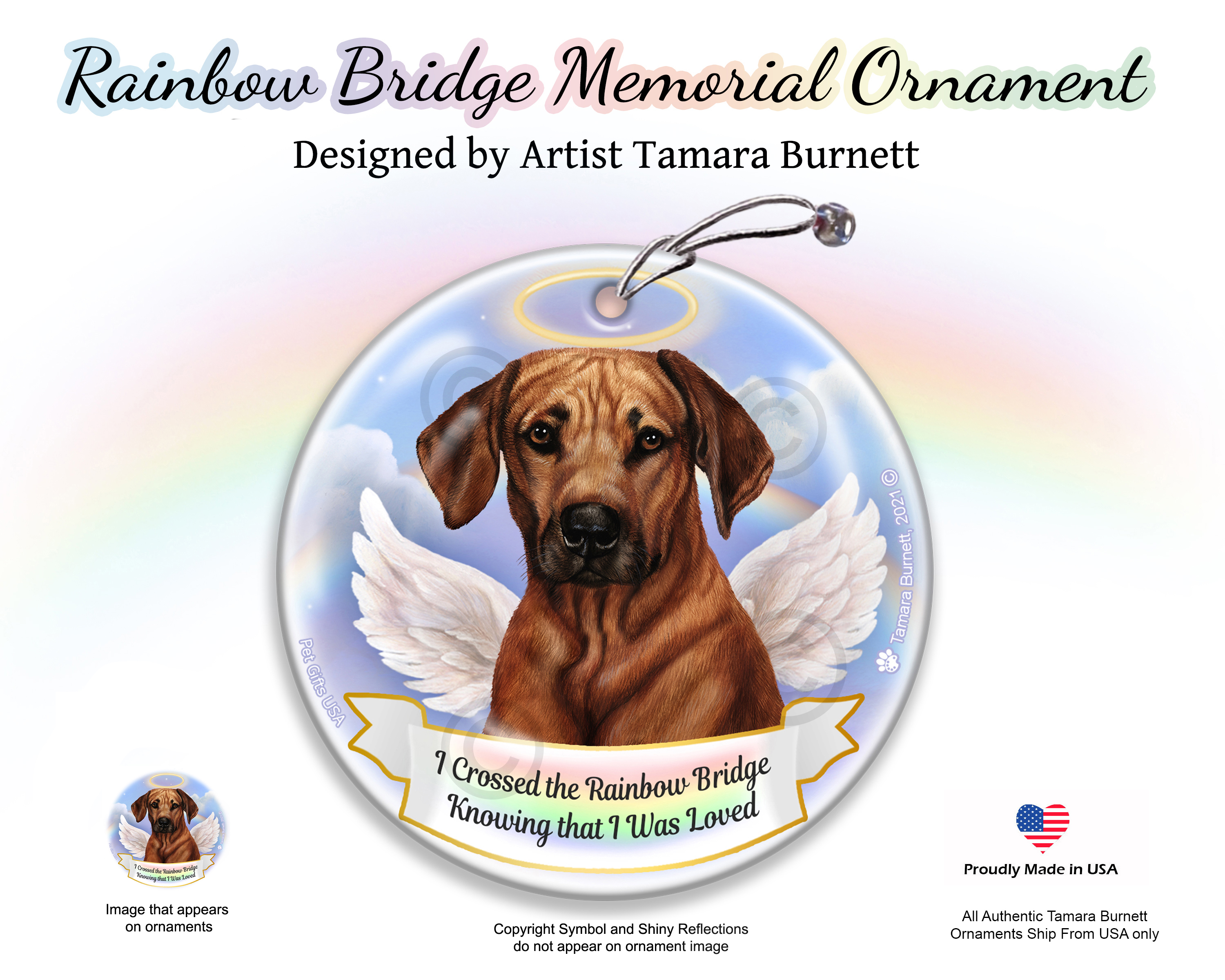 Rhodesian Ridgeback Rainbow Bridge Memorial Ornament image