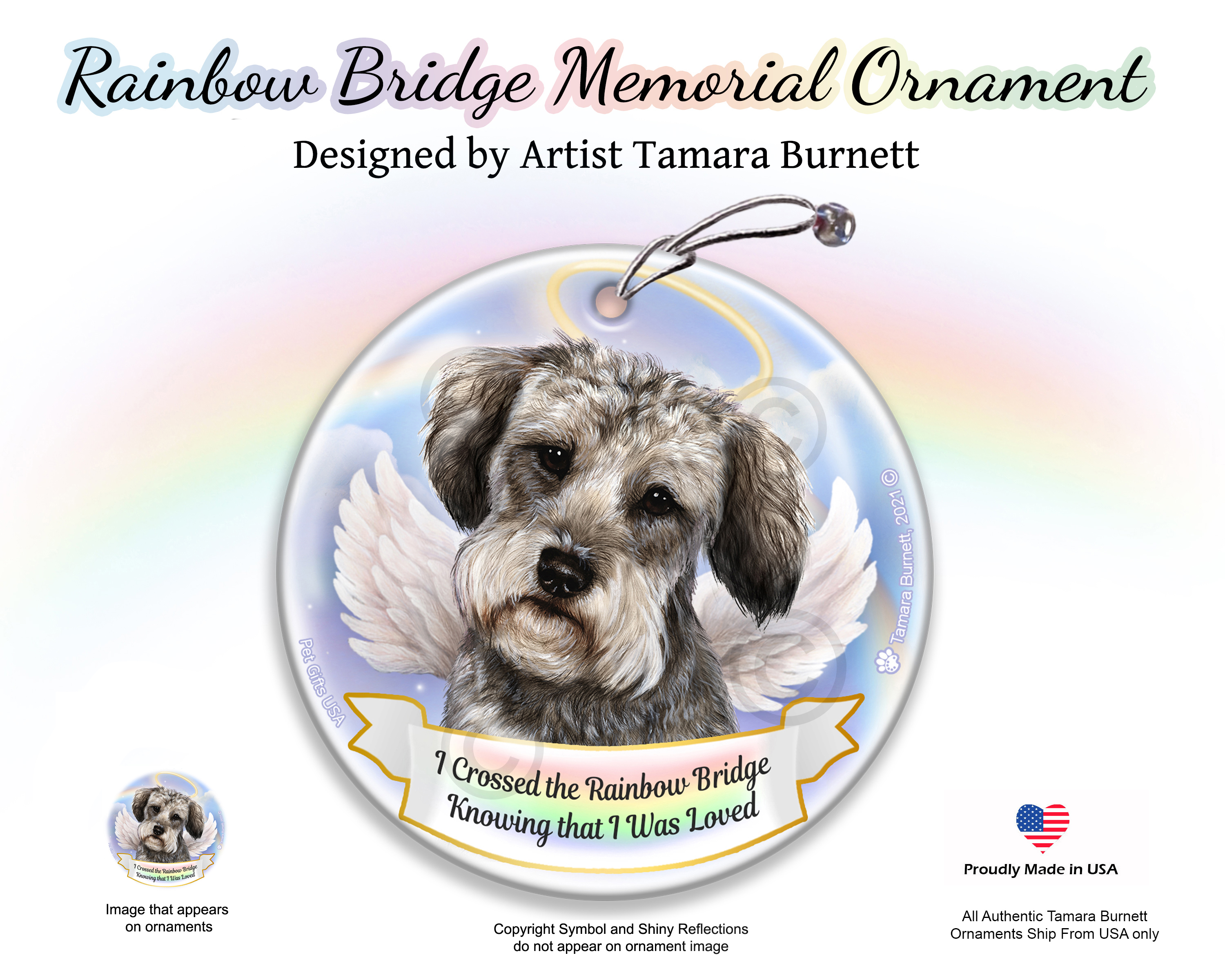Schnoodle Grey Rainbow Bridge Memorial Ornament Image
