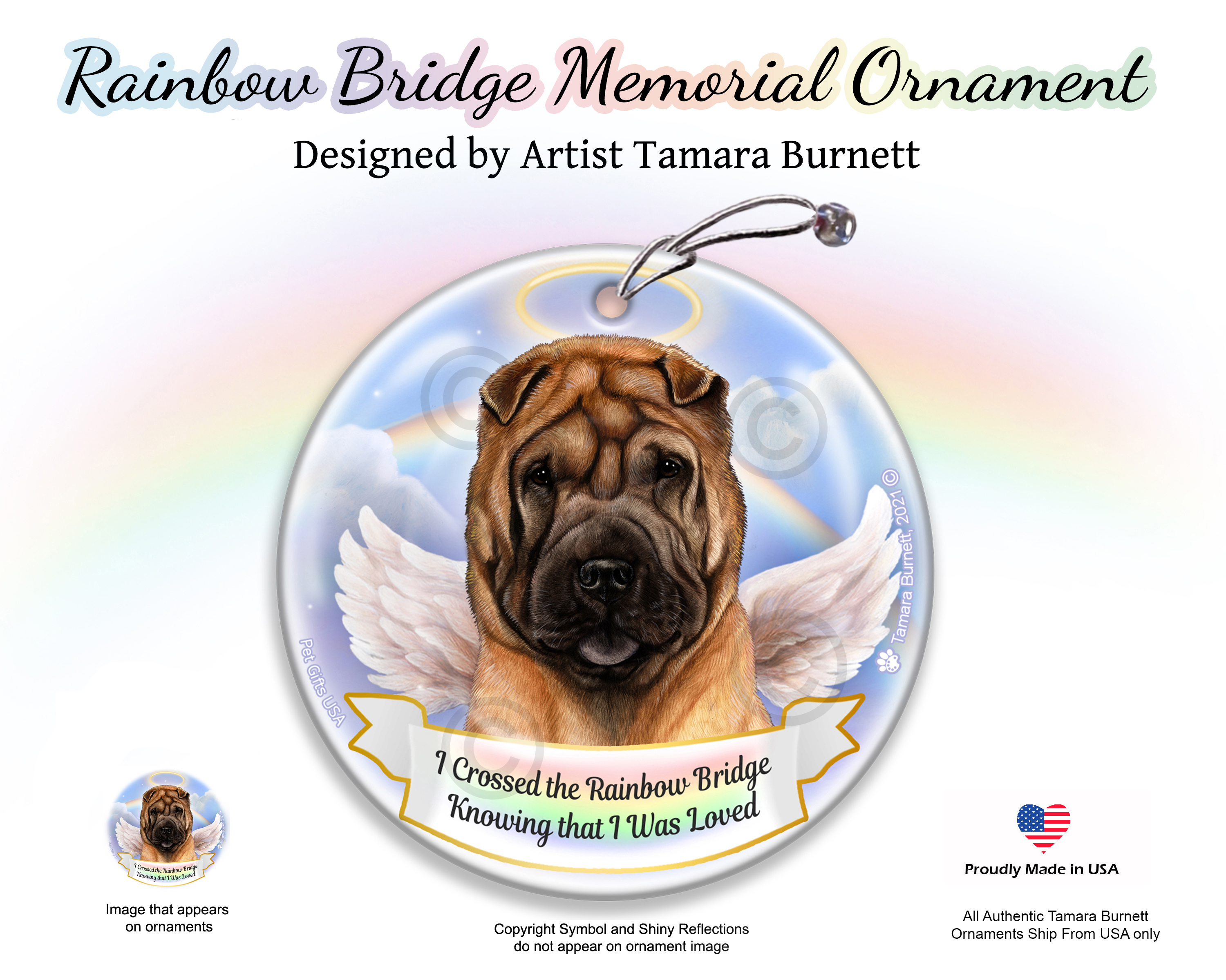 Shar Pei Fawn Rainbow Bridge Memorial Ornament image