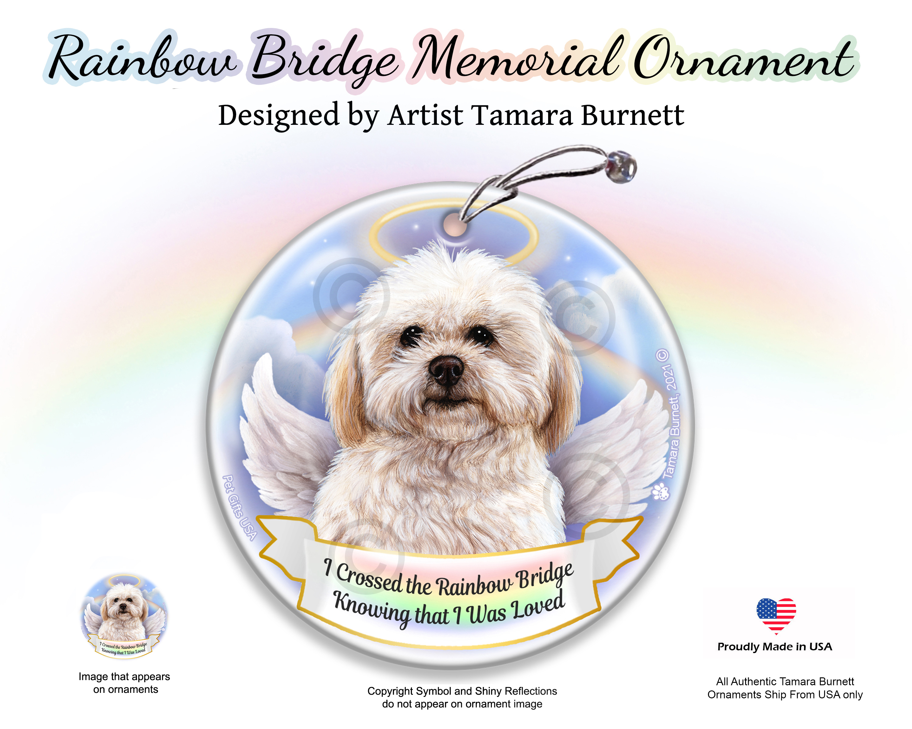 Shipoo Cream Rainbow Bridge Memorial Ornament Image