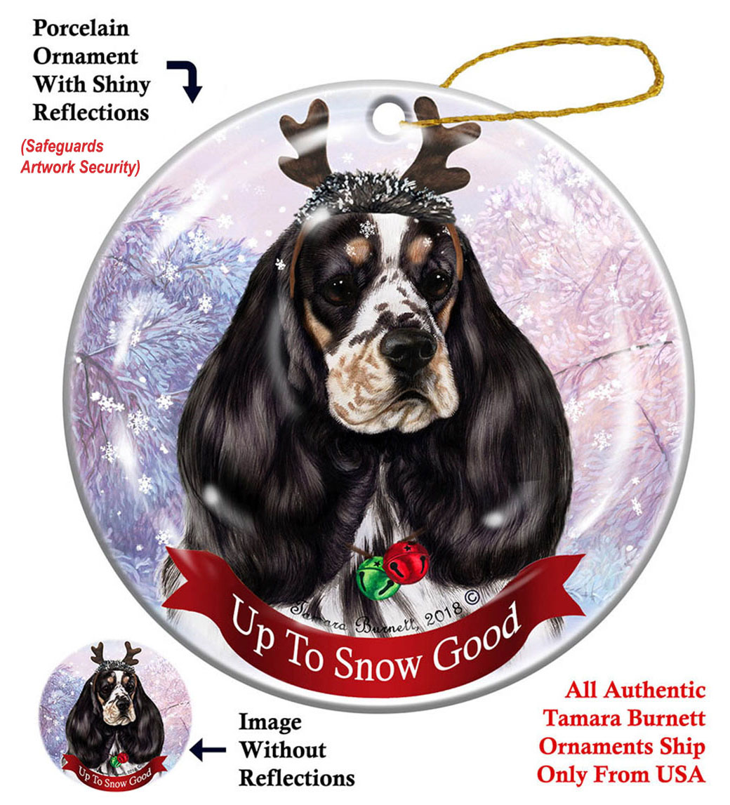 Cocker Spaniel Parti Tri - Up To Snow Good Ornament Image