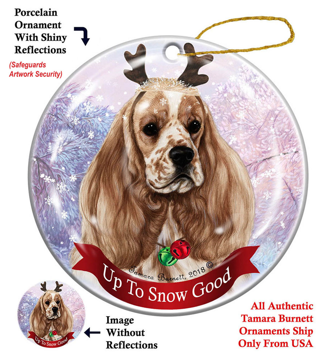 Cocker Spaniel Parti Buff - Up To Snow Good Ornament Image