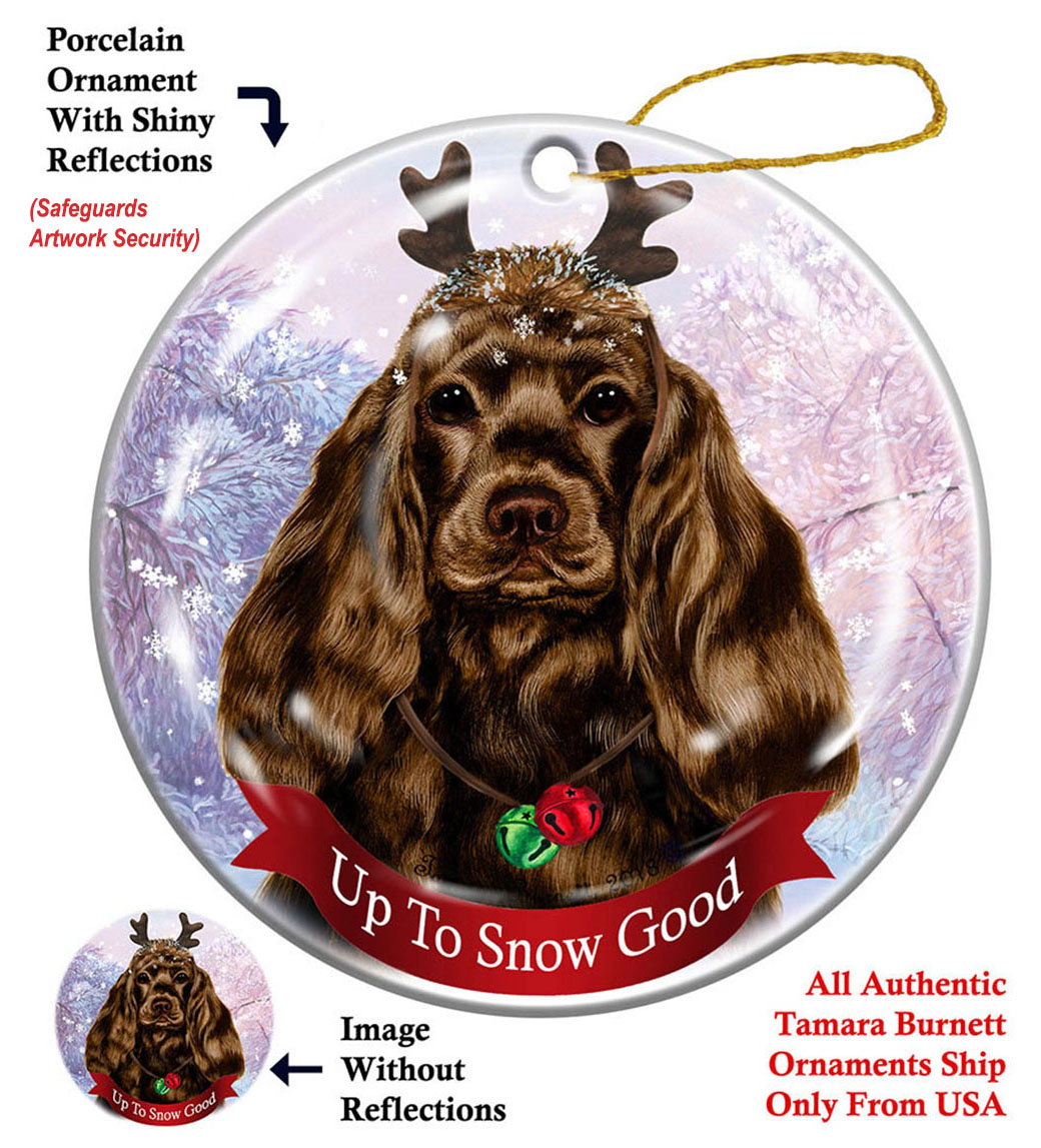 Cocker Spaniel Chocolate - Up To Snow Good Ornament Image