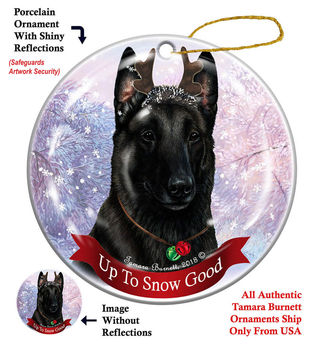 Belgian Malinois Black - Up To Snow Good Ornament Image