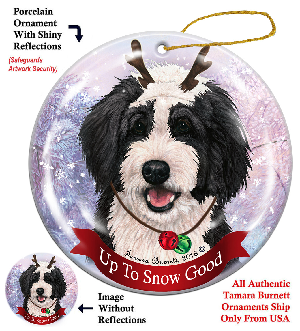 Bernedoodle Black & White - Up To Snow Good Ornament Image