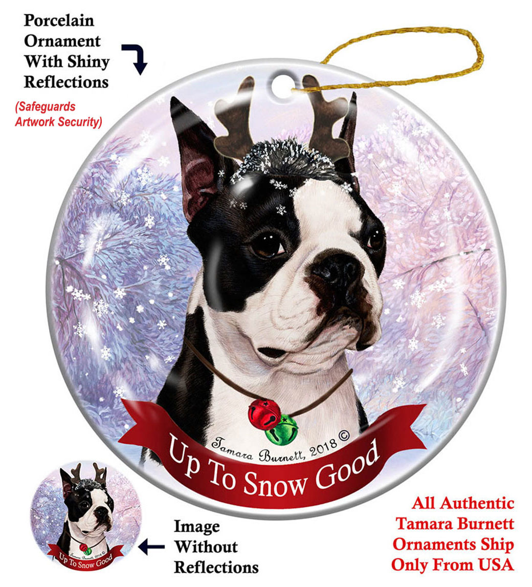 Boston Terrier - Up To Snow Good Ornament Image