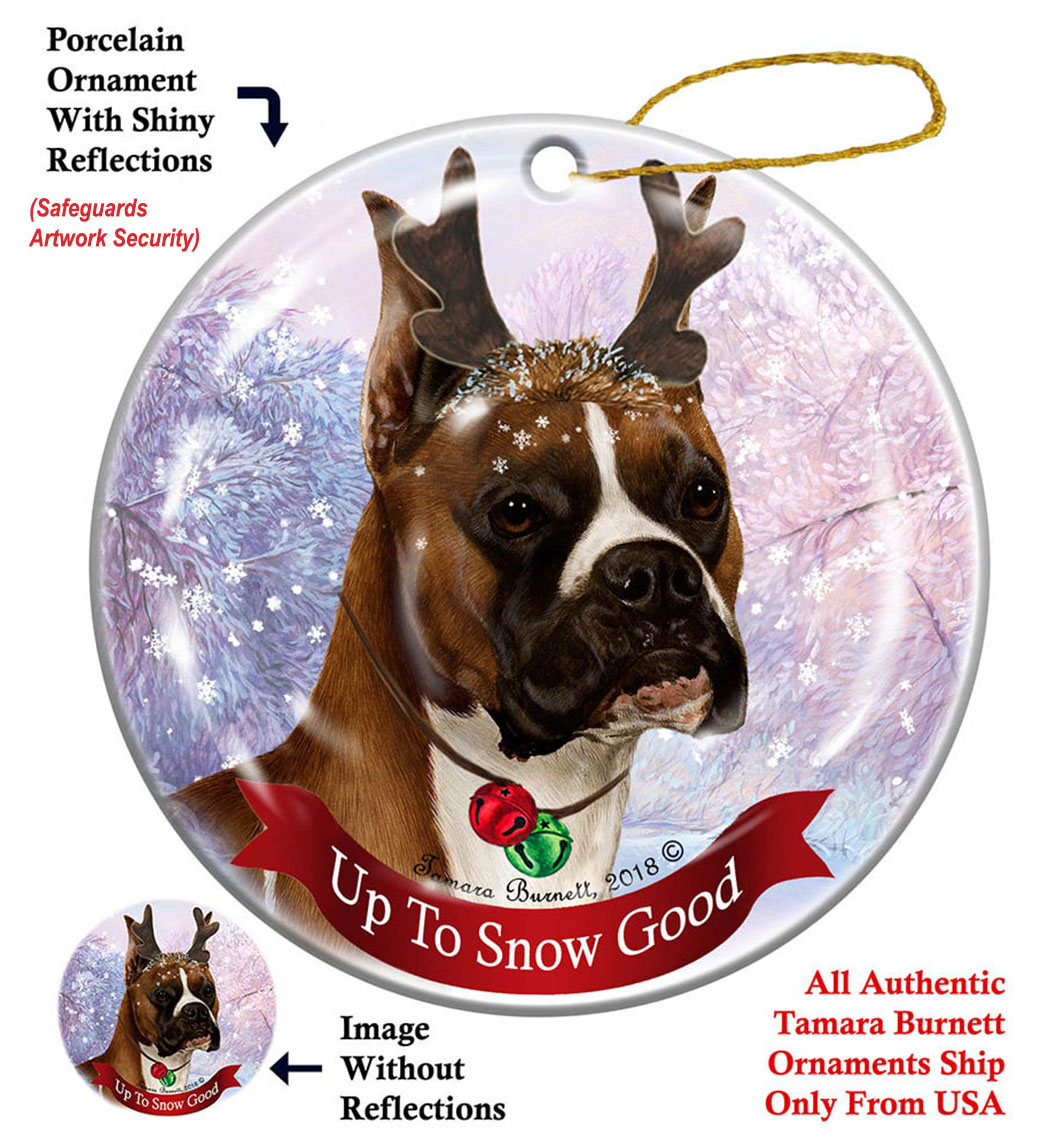 Boxer Fawn Cropped - Up To Snow Good Ornament Image