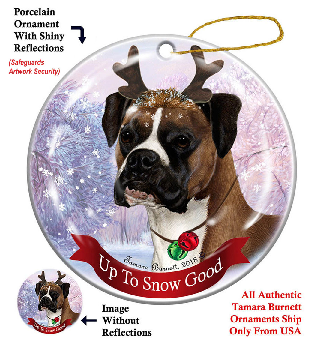 Boxer Fawn Uncropped - Up To Snow Good Ornament Image