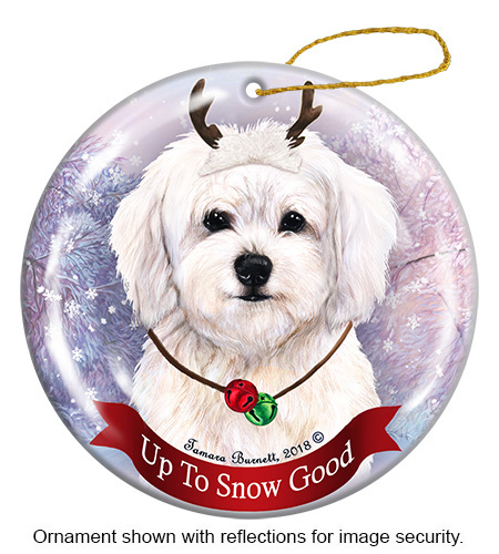 Cavachon White - Up To Snow Good Ornament Image