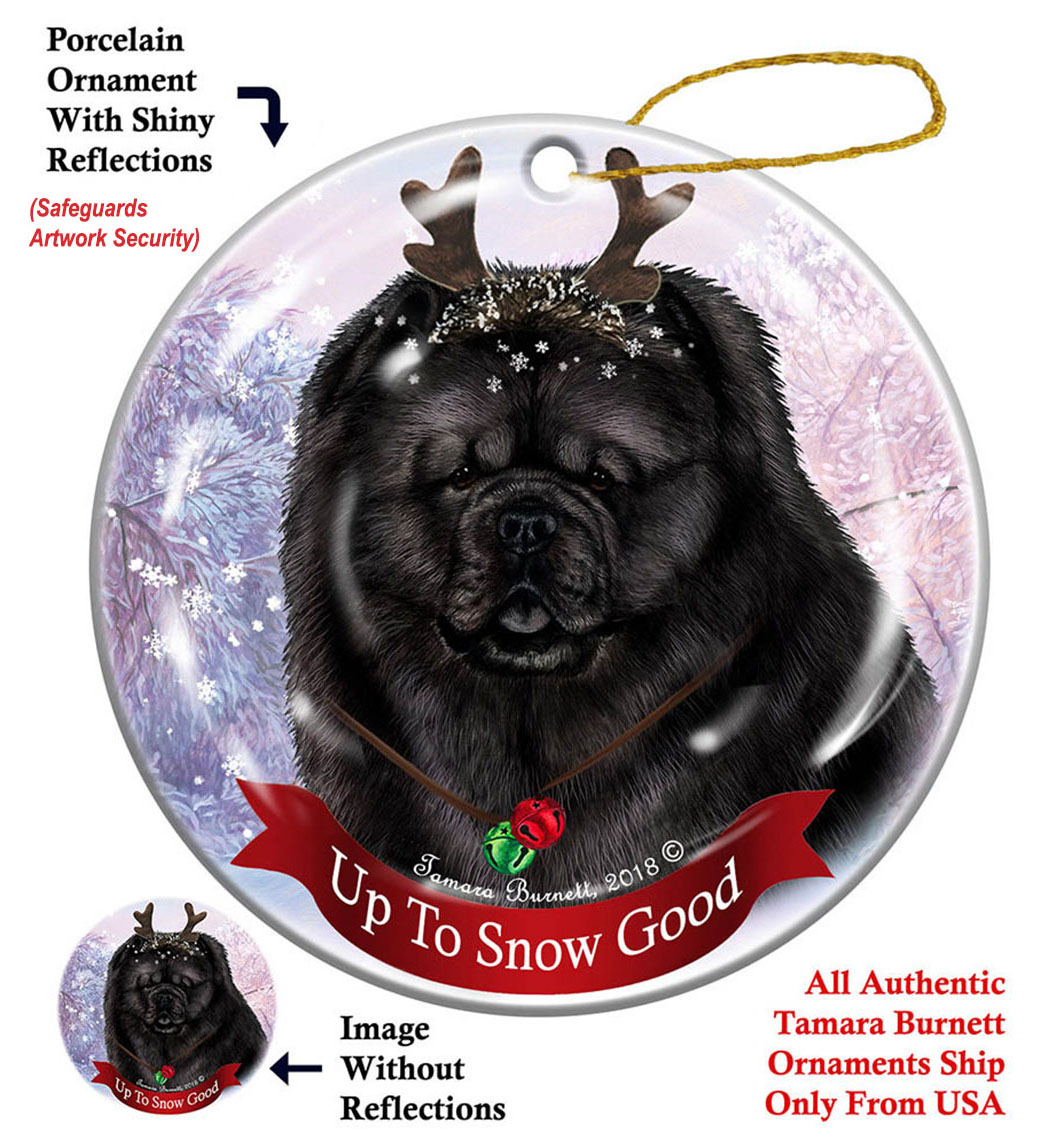 Chow Chow Black - Up To Snow Good Ornament Image