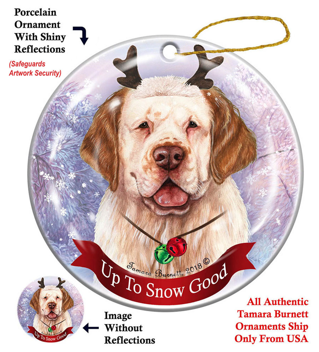 Clumber Spaniel Orange/White - Up To Snow Good Ornament Image