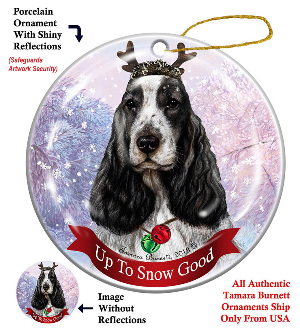 English Cocker Spaniel Black/White - Up To Snow Good Ornament Image
