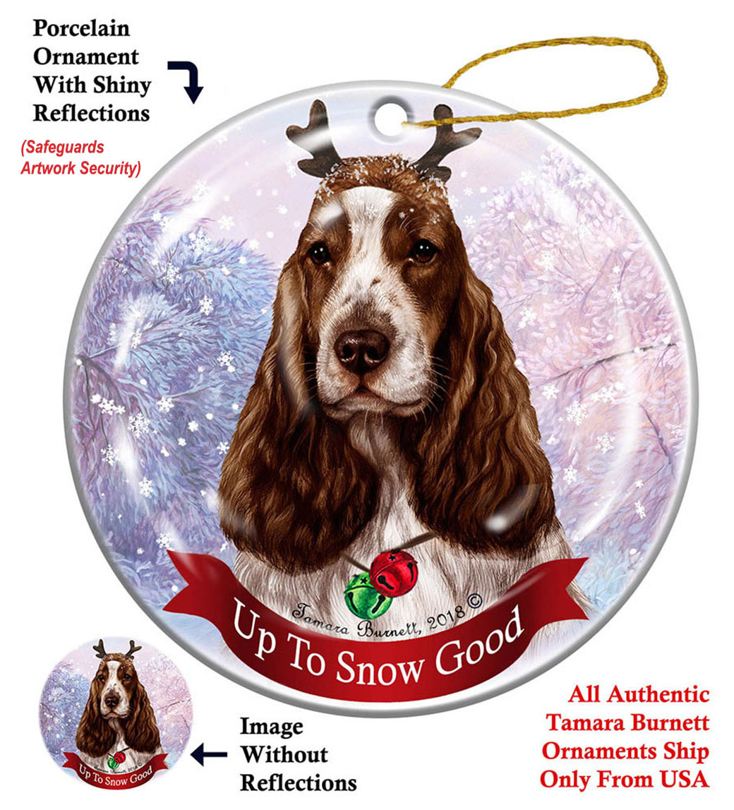 English Cocker Spaniel Liver/White - Up To Snow Good Ornament Image