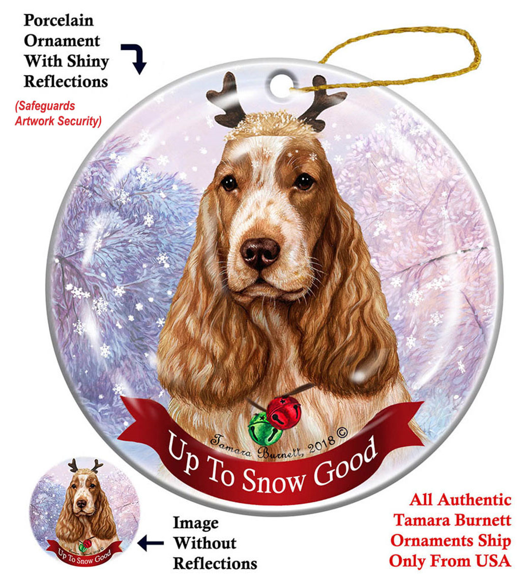 English Cocker Spaniel Orange Roan - Up To Snow Good Ornament Image