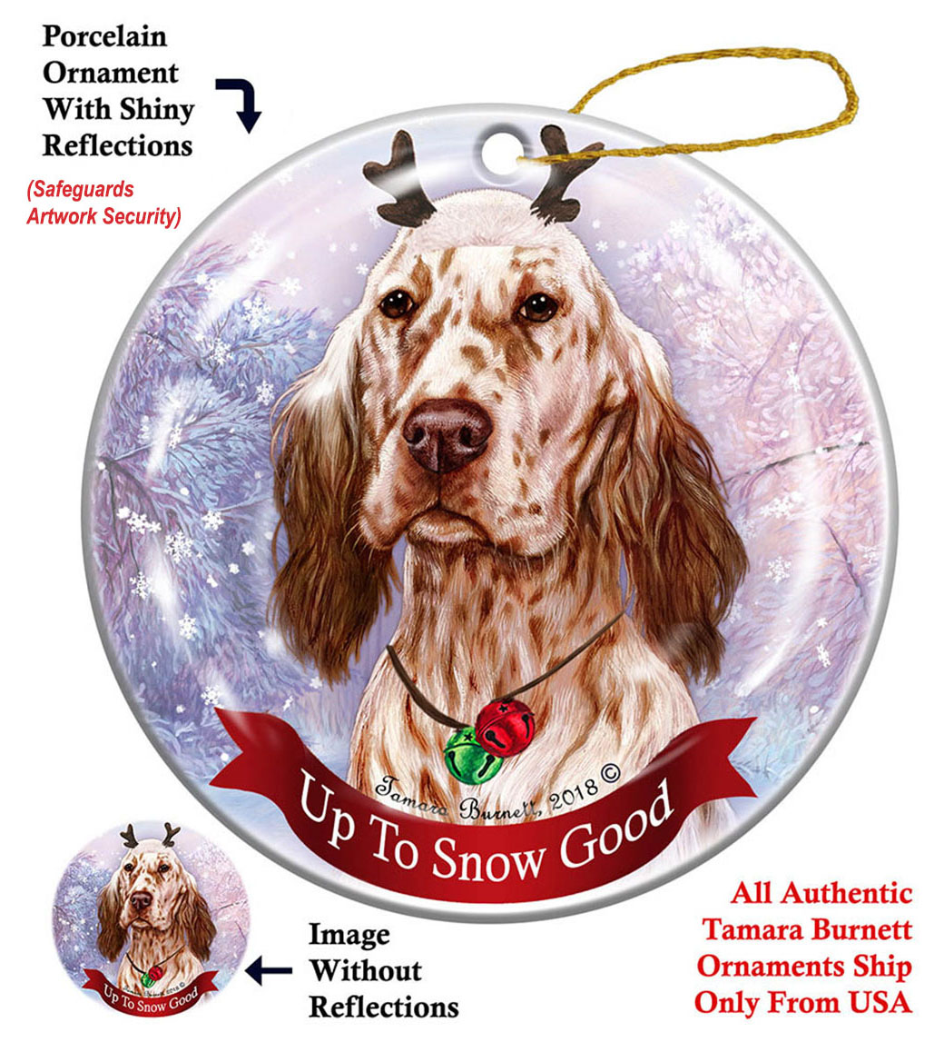 English Setter Orange - Up To Snow Good Ornament Image