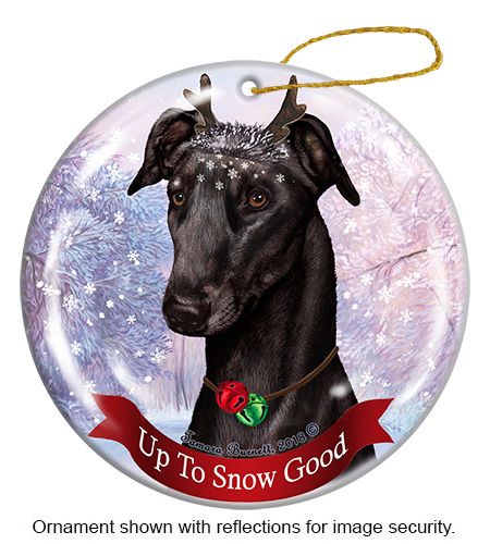 Greyhound Black Style 2 - Up To Snow Good Ornament Image