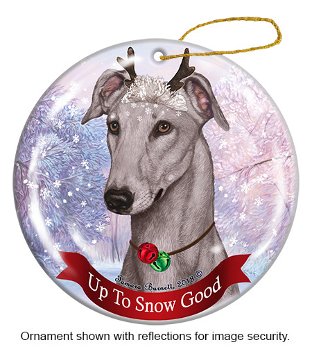 Greyhound Blue Style 2 - Up To Snow Good Ornament Image