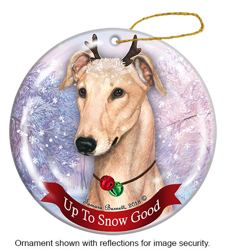 Greyhound Cream Style 2 - Up To Snow Good Ornament Image