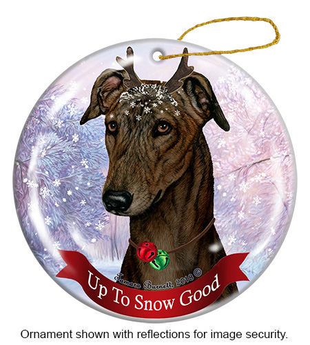 Greyhound Dark Brindle Style 2 - Up To Snow Good Ornament Image